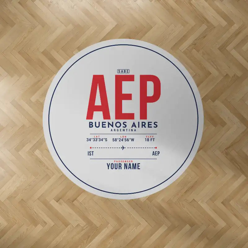 Aeroparque Jorge Newbery (AEP) Carpets - Carpet Round - ID Tag + Name - Light Gray V2