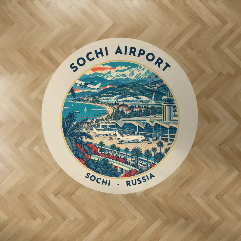 Sochi International Airport (AER) Carpets - Carpet Round - Badge - Beige V2