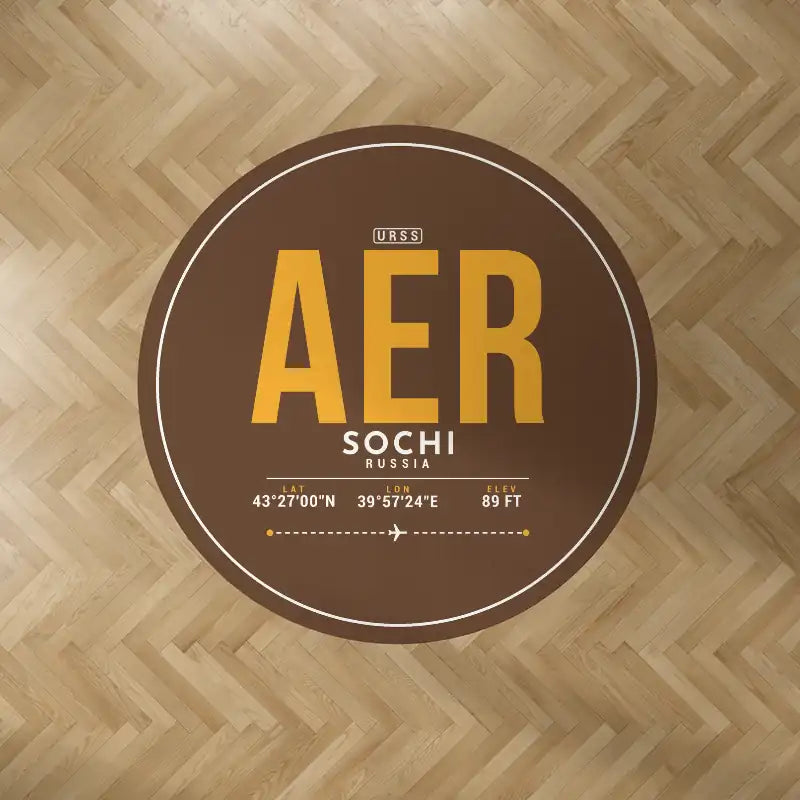 Sochi International Airport (AER) Carpets - Carpet Round - ID Tag - Brown V2