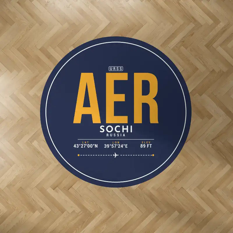 Sochi International Airport (AER) Carpets - Carpet Round - ID Tag - Dark Blue V2