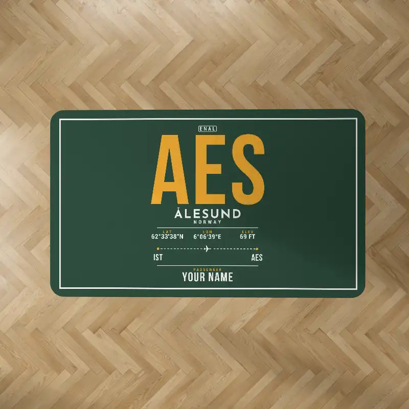 Ålesund Airport (AES) Carpets - Carpet Rectangle - ID Tag + Name - Dark Green V2