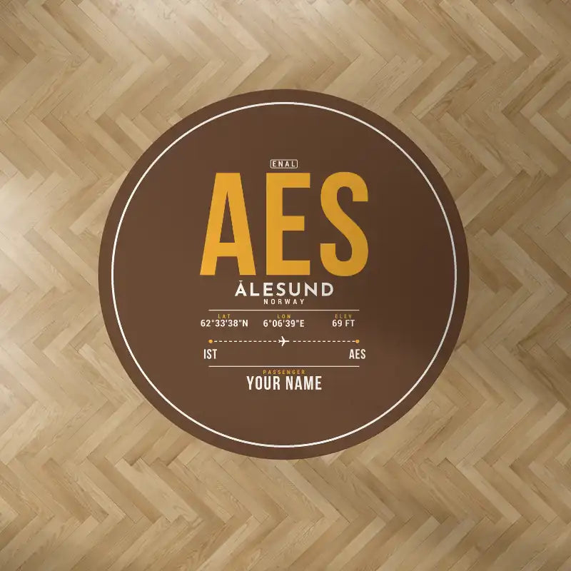 Ålesund Airport (AES) Carpets - Carpet Round - ID Tag + Name - Brown V2
