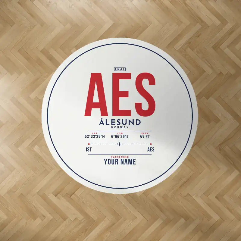 Ålesund Airport (AES) Carpets - Carpet Round - ID Tag + Name - White V2