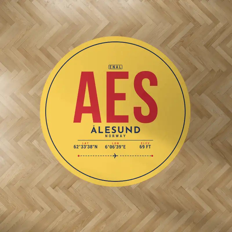 Ålesund Airport (AES) Carpets - Carpet Round - ID Tag - Yellow V2