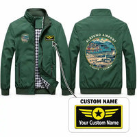 Thumbnail for Ålesund Airport (AES) Stylish Jackets - Stand Collar - Badge + Name - Green