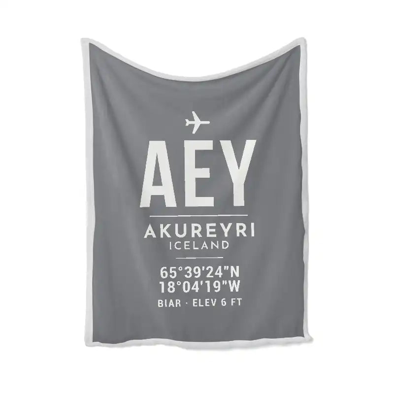 Akureyri Airport (AEY) Bedding Sets & Blankets - Blanket - ID Tag - Gray