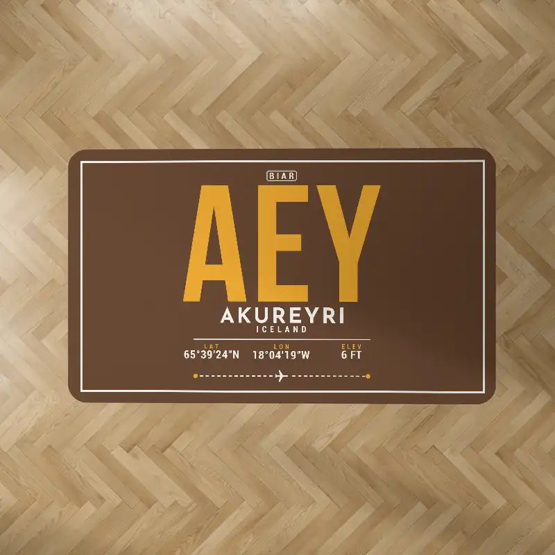 Akureyri Airport (AEY) Carpets - Carpet Rectangle - ID Tag - Brown V2