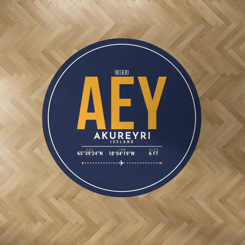 Akureyri Airport (AEY) Carpets - Carpet Round - ID Tag - Dark Blue V2