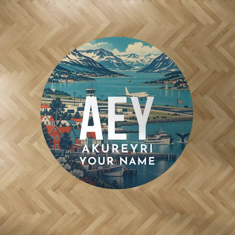 Akureyri Airport (AEY) Carpets - Carpet Round - Scene + Name V2