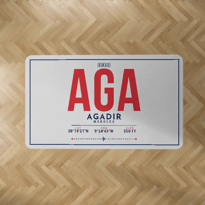 Agadir Al Massira Airport (AGA) Carpets - Carpet Rectangle - ID Tag - Light Gray