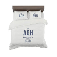 Thumbnail for Ängelholm-Helsingborg Airport (AGH) Bedding Sets & Blankets - Bedding Set - ID Tag - White