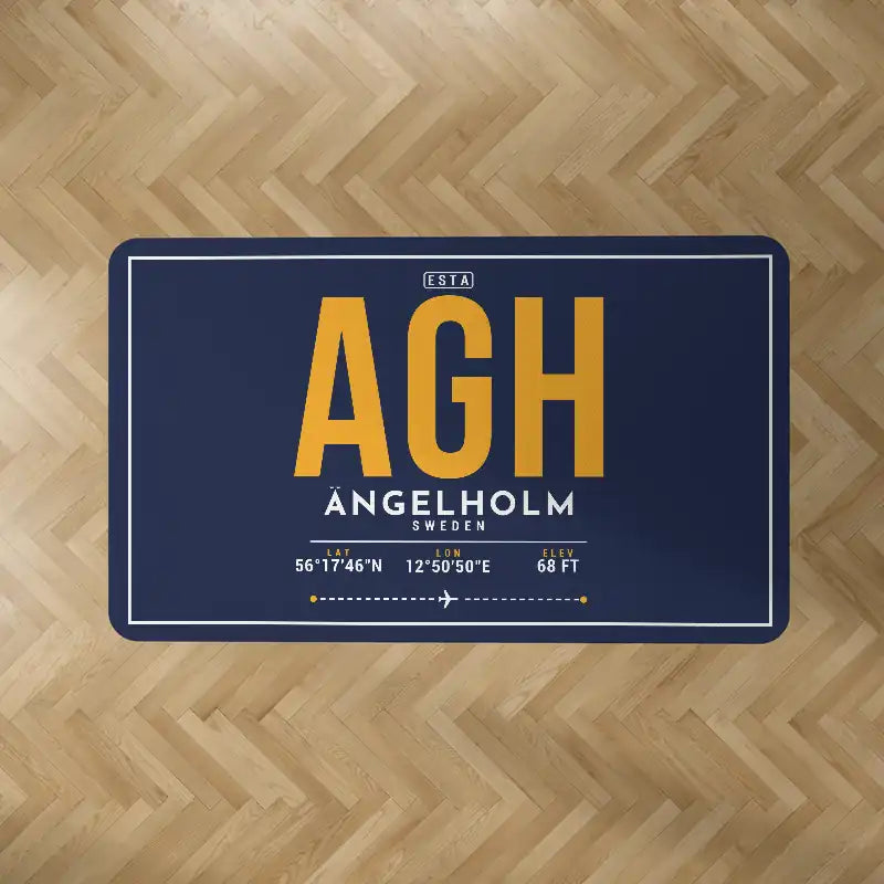 Ängelholm-Helsingborg Airport (AGH) Carpets - Carpet Rectangle - ID Tag - Dark Blue V2