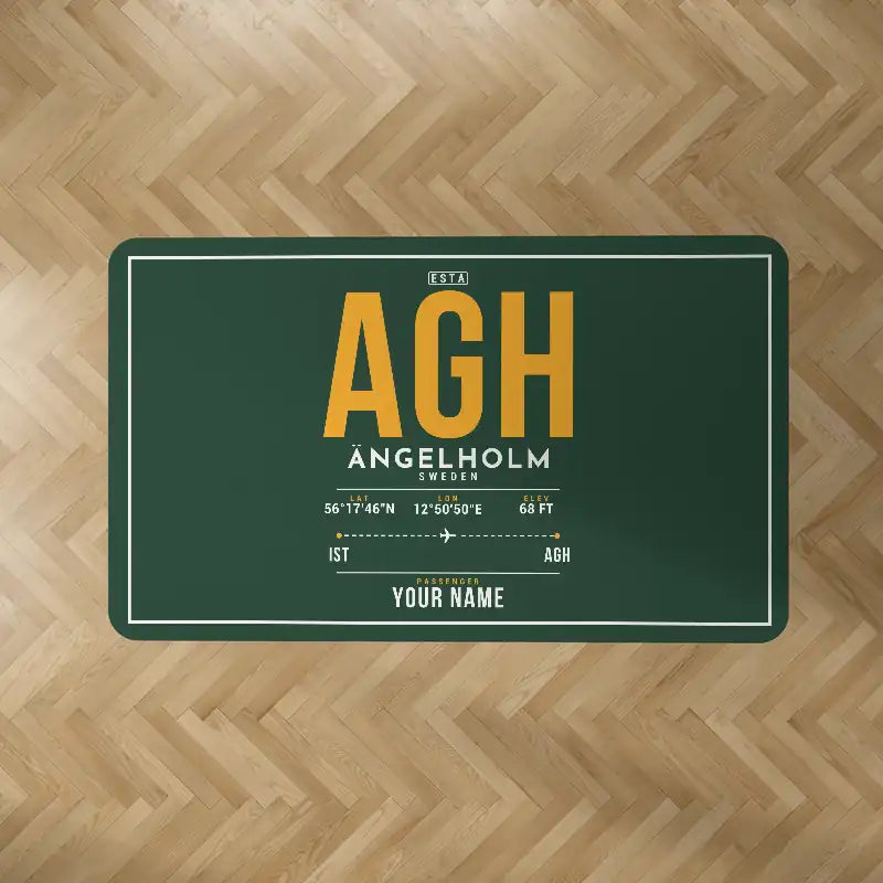 Ängelholm-Helsingborg Airport (AGH) Carpets - Carpet Rectangle - ID Tag + Name - Dark Green V2