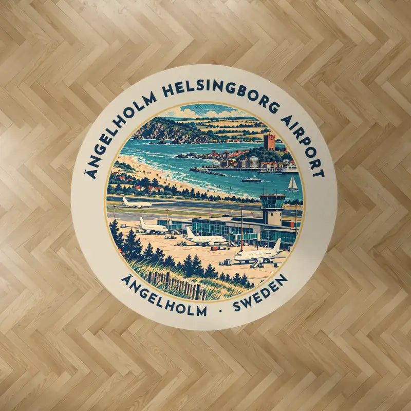 Ängelholm-Helsingborg Airport (AGH) Carpets - Carpet Round - Badge - Beige V2