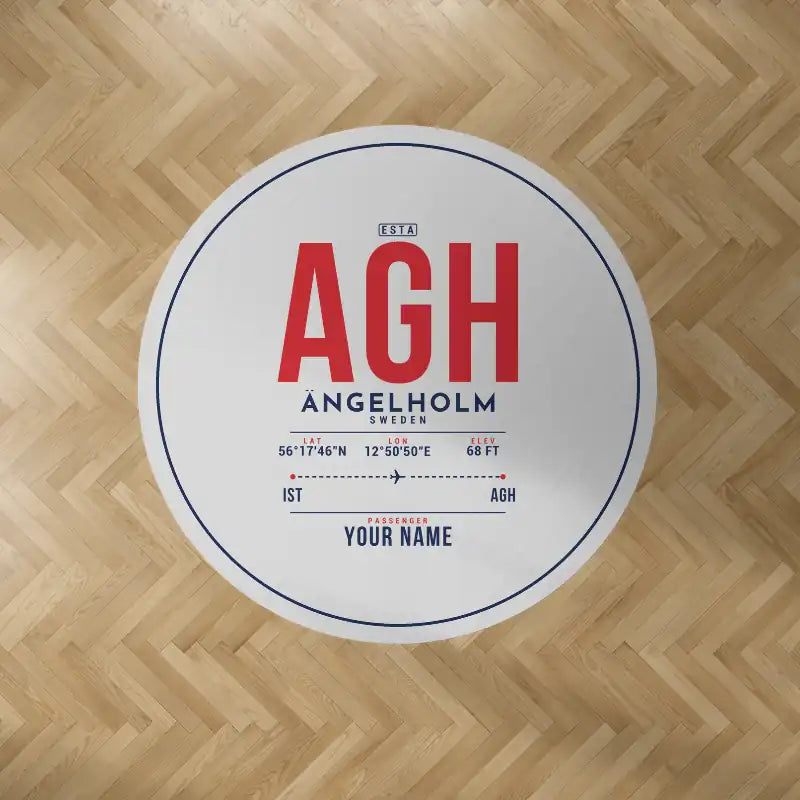Ängelholm-Helsingborg Airport (AGH) Carpets - Carpet Round - ID Tag + Name - Light Gray V2