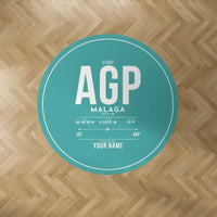 Thumbnail for Malaga-Costa del Sol Airport (AGP) Carpets - Carpet Round - ID Tag + Name - Turquoise V2
