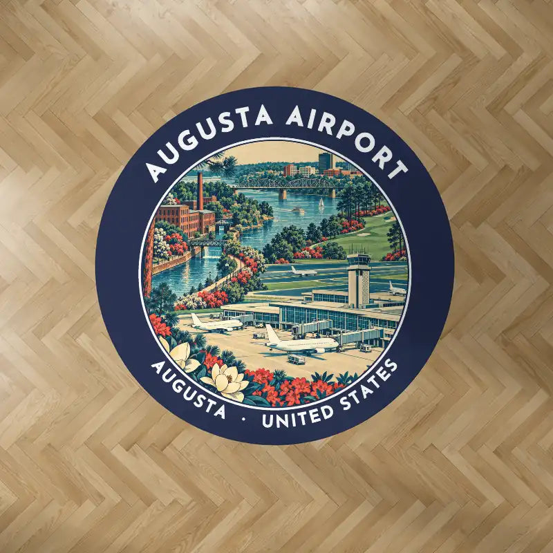 Augusta Regional Airport at Bush Field (AGS) Carpets - Carpet Round - Badge - Dark Blue V2