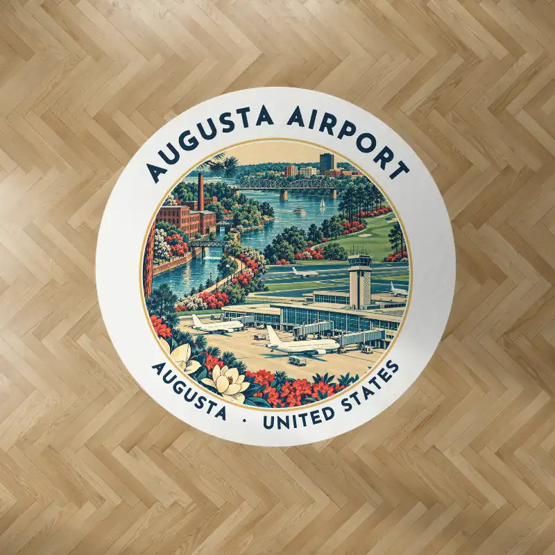 Augusta Regional Airport at Bush Field (AGS) Carpets - Carpet Round - Badge - White V2