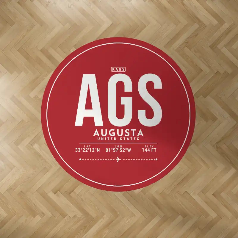 Augusta Regional Airport at Bush Field (AGS) Carpets - Carpet Round - ID Tag - Red V2