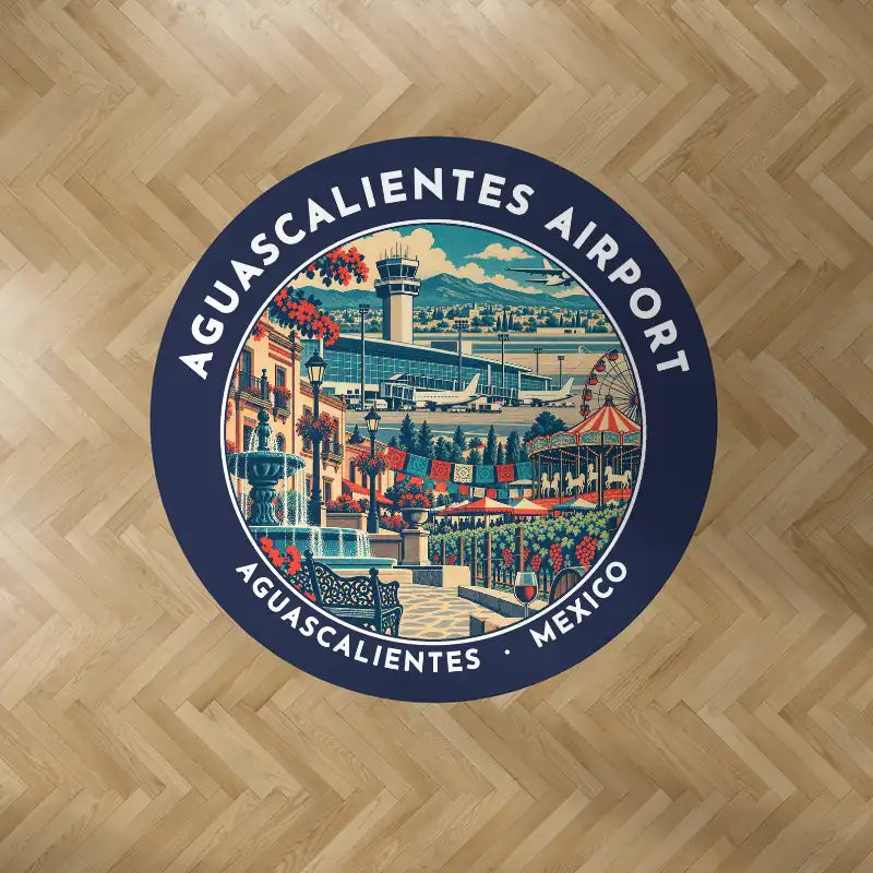 Aguascalientes International Airport (AGU) Carpets - Carpet Round - Badge - Dark Blue V2