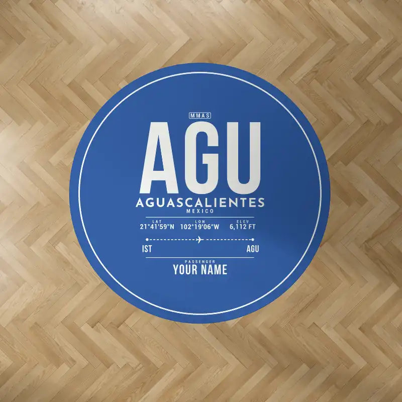 Aguascalientes International Airport (AGU) Carpets - Carpet Round - ID Tag + Name - Blue V2