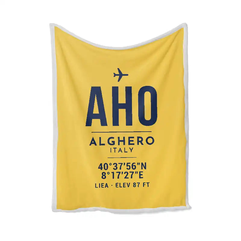 Alghero–Fertilia Airport (AHO) Bedding Sets & Blankets - Blanket - ID Tag - Yellow