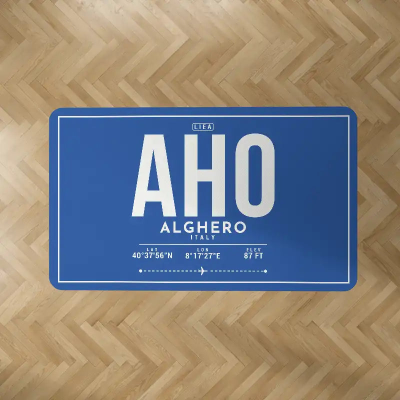 Alghero–Fertilia Airport (AHO) Carpets - Carpet Rectangle - ID Tag - Blue V2