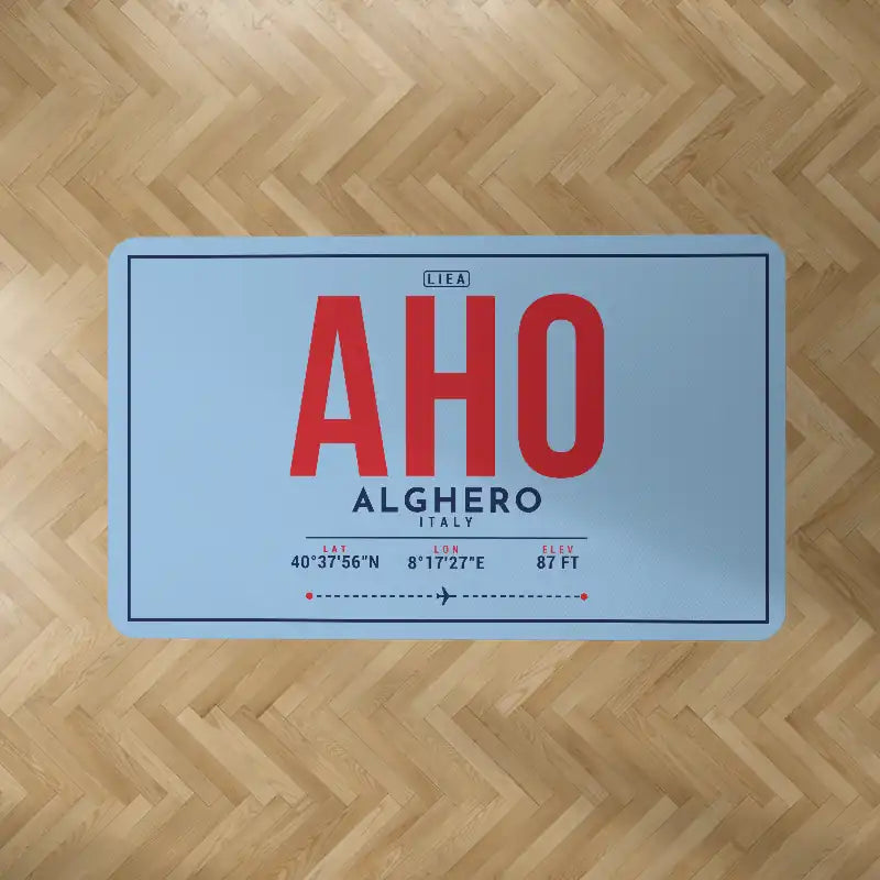 Alghero–Fertilia Airport (AHO) Carpets - Carpet Rectangle - ID Tag - Light Blue V2