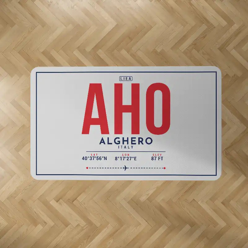 Alghero–Fertilia Airport (AHO) Carpets - Carpet Rectangle - ID Tag - Light Gray V2