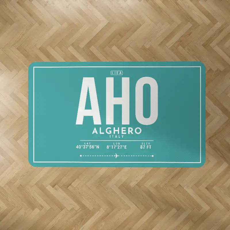 Alghero–Fertilia Airport (AHO) Carpets - Carpet Rectangle - ID Tag - Turquoise V2