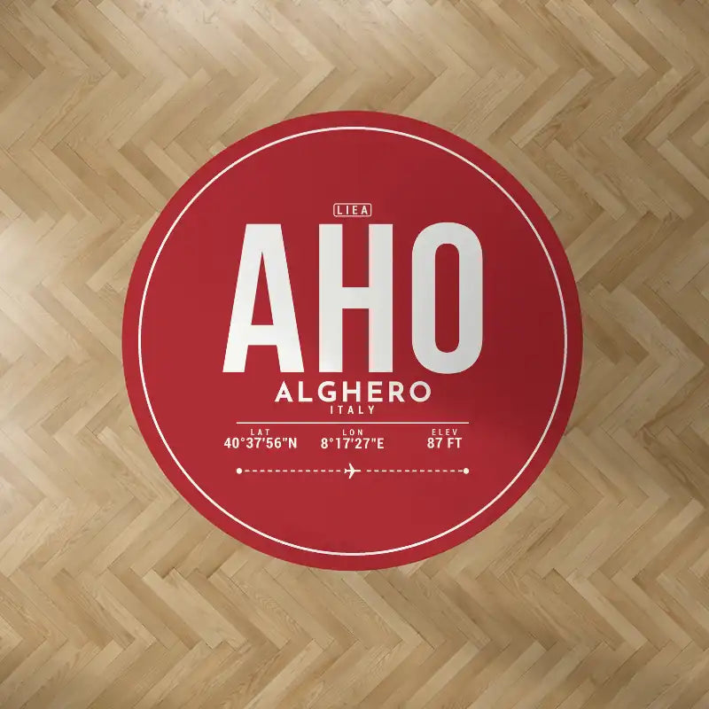 Alghero–Fertilia Airport (AHO) Carpets - Carpet Round - ID Tag - Red V2