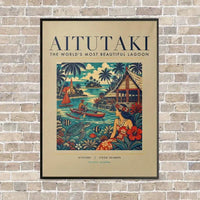 Thumbnail for AITUTAKI - Poster - Canvas Framed - Beige