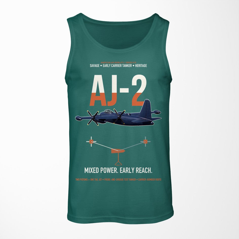 AJ-2 Savage Tanker design on green tank top