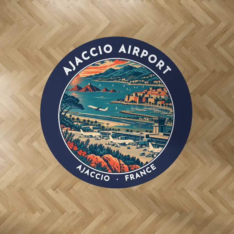 Ajaccio – Napoléon Bonaparte Airport (AJA) Carpets - Carpet Round - Badge - Dark Blue V2