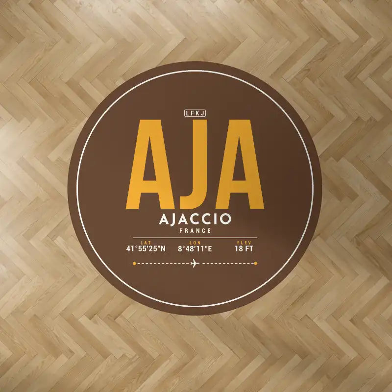 Ajaccio – Napoléon Bonaparte Airport (AJA) Carpets - Carpet Round - ID Tag - Brown V2