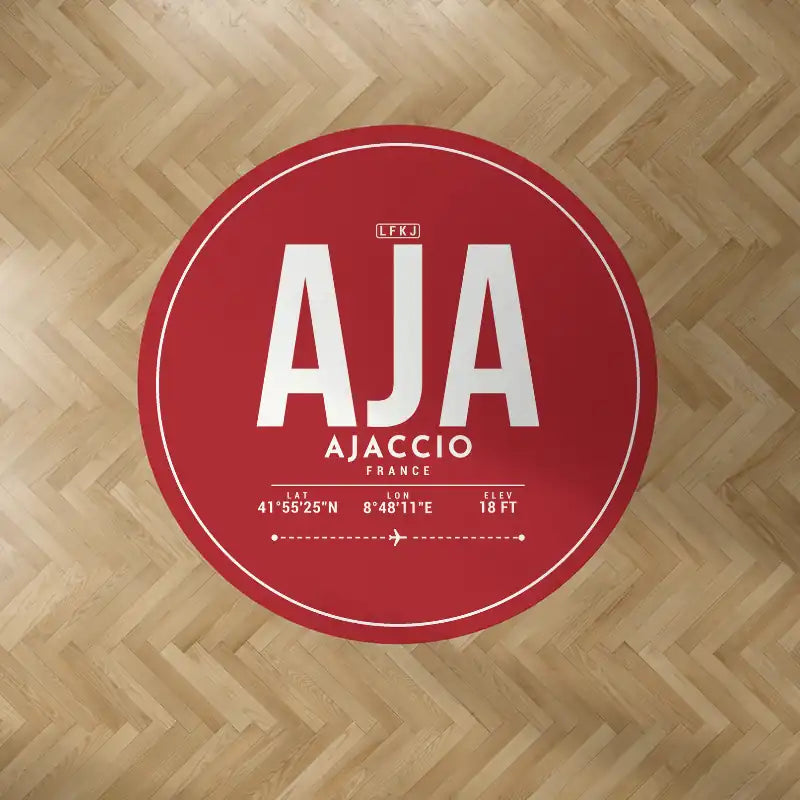 Ajaccio – Napoléon Bonaparte Airport (AJA) Carpets - Carpet Round - ID Tag - Red V2