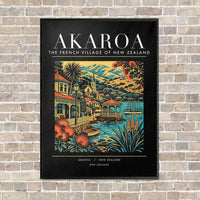 Thumbnail for AKAROA - Poster - Canvas Framed - Black
