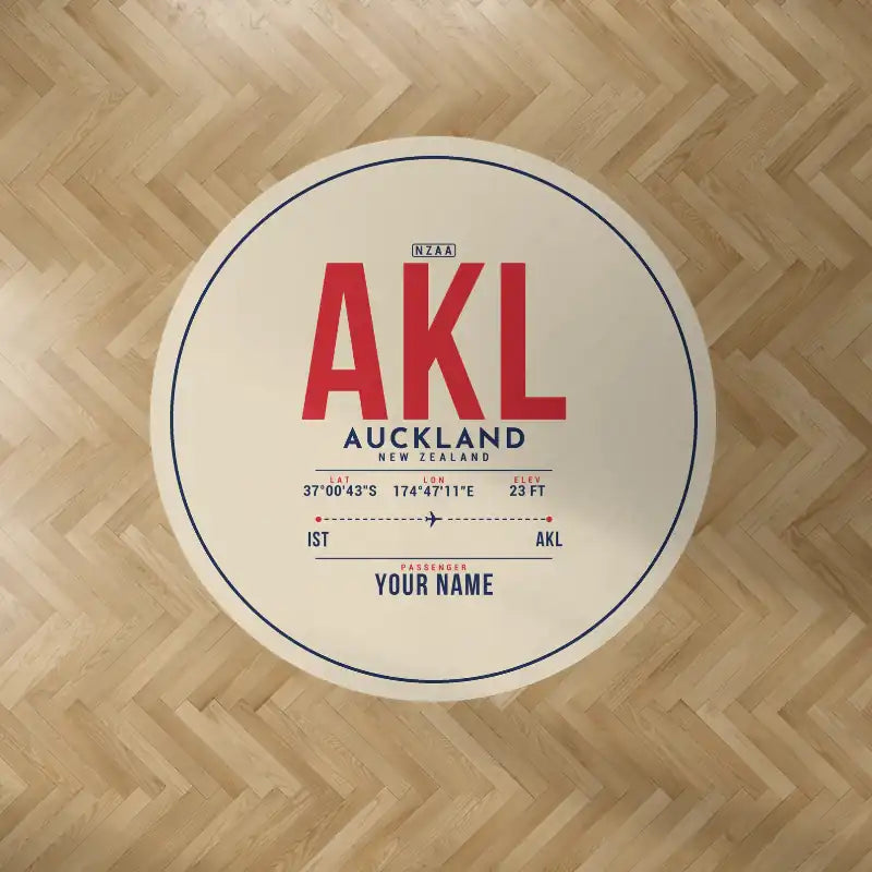 Auckland Airport (AKL) Carpets - Carpet Round - ID Tag + Name - Beige V2