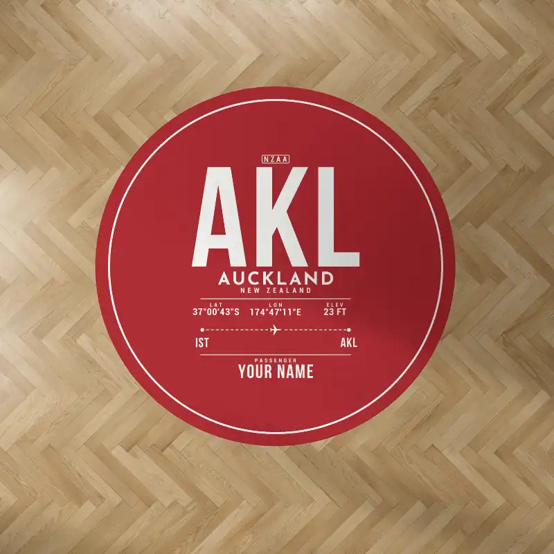 Auckland Airport (AKL) Carpets - Carpet Round - ID Tag + Name - Red V2