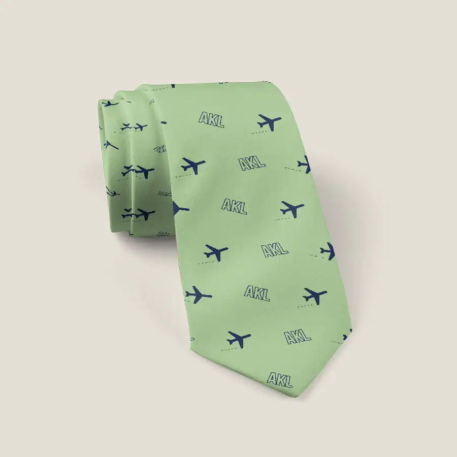 Auckland Airport (AKL) Ties - Tie - Pattern - Light Green