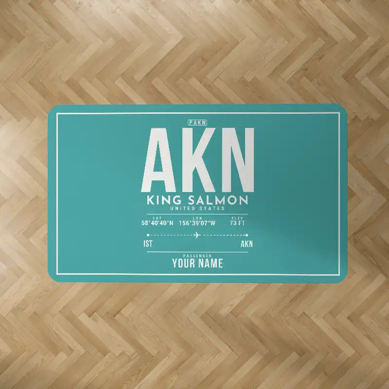 King Salmon Airport (AKN) Carpets - Carpet Rectangle - ID Tag + Name - Turquoise V2