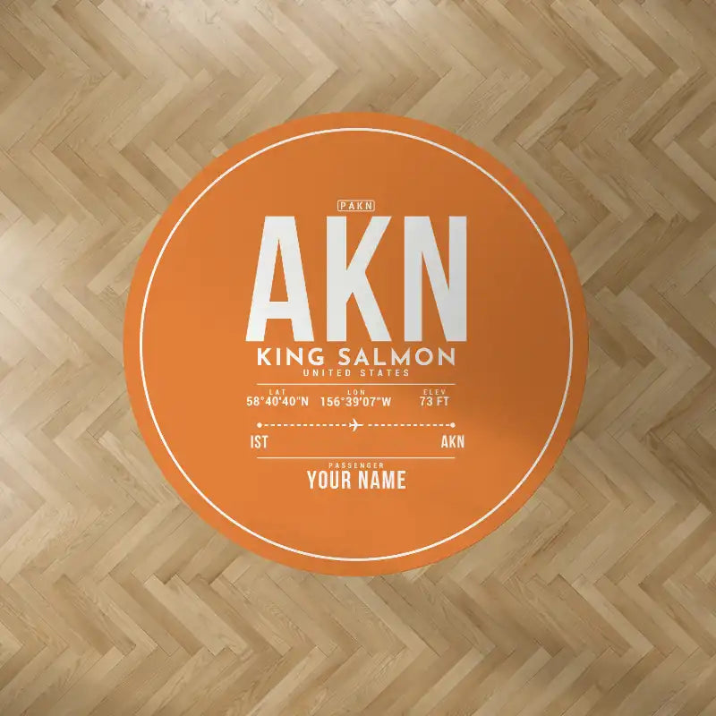 King Salmon Airport (AKN) Carpets - Carpet Round - ID Tag + Name - Orange V2