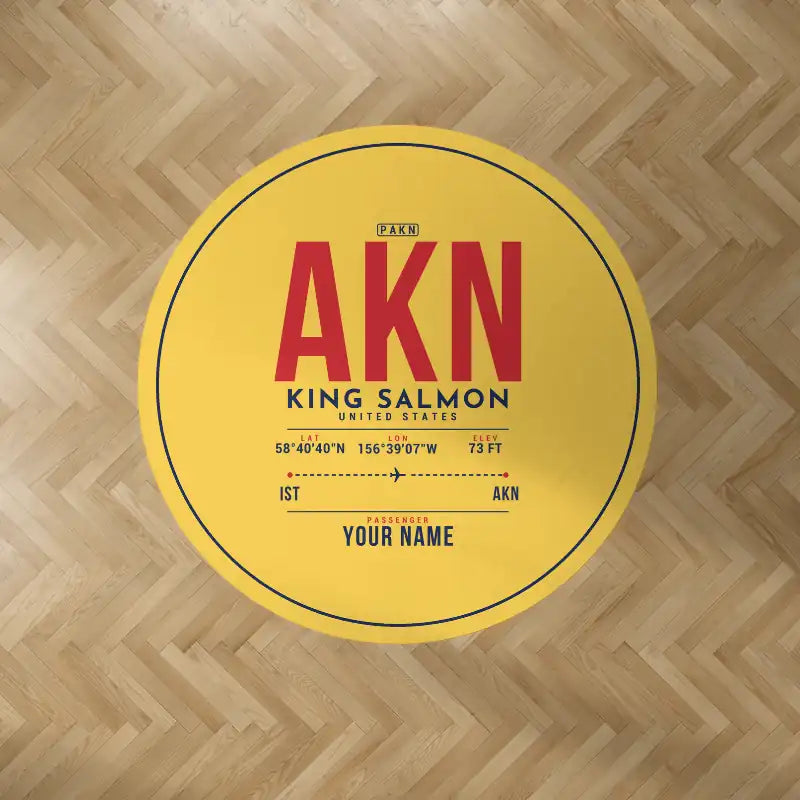 King Salmon Airport (AKN) Carpets - Carpet Round - ID Tag + Name - Yellow V2