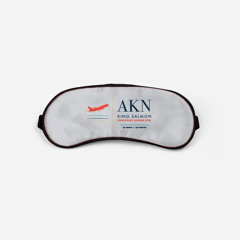 King Salmon Airport (AKN) Sleep Masks - Sleep Mask - Front - Light Gray