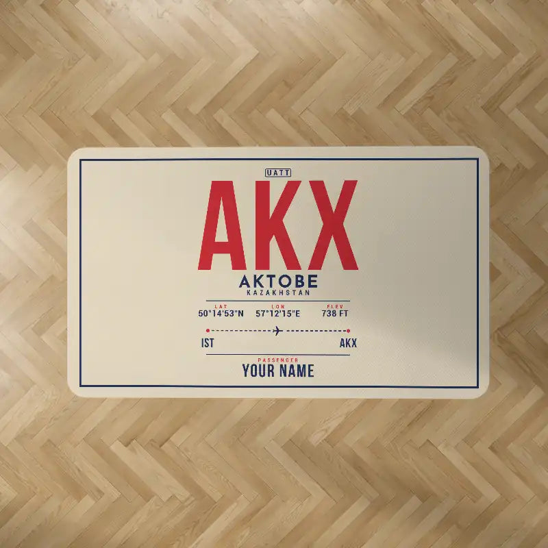 Aktobe Airport (AKX) Carpets - Carpet Rectangle - ID Tag + Name - Beige V2