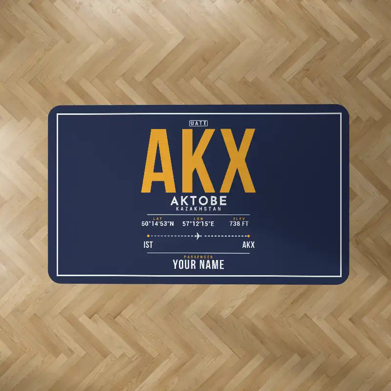 Aktobe Airport (AKX) Carpets - Carpet Rectangle - ID Tag + Name - Dark Blue V2