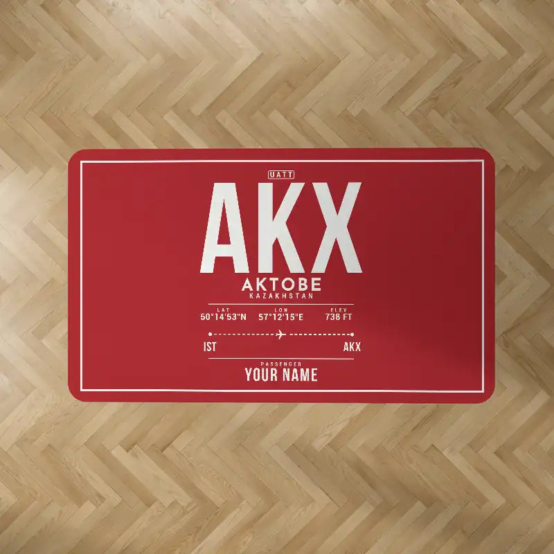 Aktobe Airport (AKX) Carpets - Carpet Rectangle - ID Tag + Name - Red V2