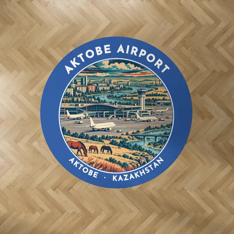 Aktobe Airport (AKX) Carpets - Carpet Round - Badge - Blue V2