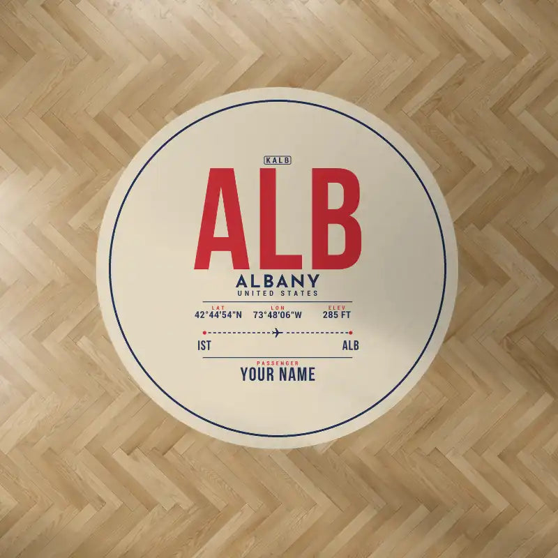 Albany International Airport (ALB) Carpets - Carpet Round - ID Tag + Name - Beige V2