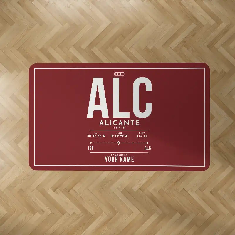 Alicante-Elche Miguel Hernandez Airport (ALC) Carpets - Carpet Rectangle - ID Tag + Name - Dark Red V2